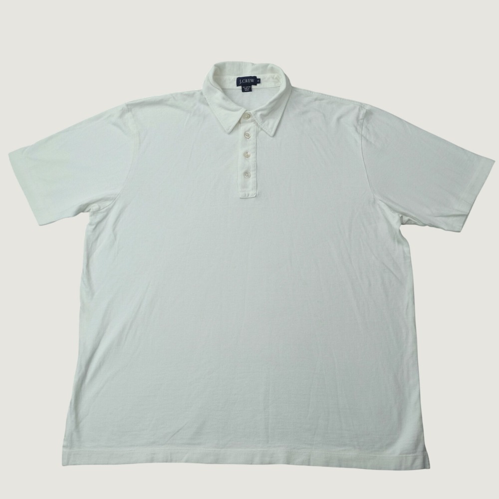 J.Crew Polo Shirt Short Sleeve XL White 100% Cotton Casual Preppy